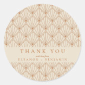 アールデコ焼けオレンジ色のカスタムウェディングありがとう ラウンドシール (正面)