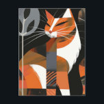 アールデコ猫はっきりした線 ポストカード<br><div class="desc">キャット.背景は抽象芸術パターンのブレンドで、外観に追モダン加する。</div>