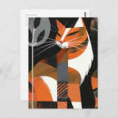 アールデコ猫はっきりした線 ポストカード (正面/裏面)
