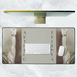 アールデコ猫ヴィンテージ猫科の動物トゥーペグレイ デスクマット