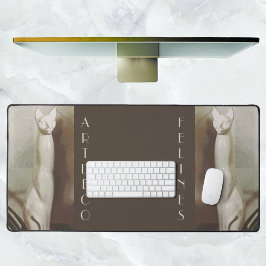 アールデコ猫科の動物ヴィンテージエレガントキャットブラウン デスクマット