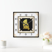 アールデコ猫 スクエア壁時計 (ホーム)