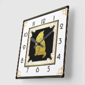 アールデコ猫 スクエア壁時計 (傾斜)