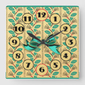 アールデコ登山イチゴつる植物 スクエア壁時計 (正面)