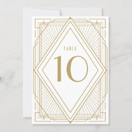 アールデコ白と金ゴールドのテーブル番号カード 招待状