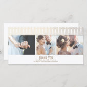 アールデコ白と金ゴールド写真結婚の感謝 サンキューカード (正面/裏面)