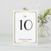 アールデコ白と金ゴールド結婚のテーブル番号 招待状 (スタンド正面)