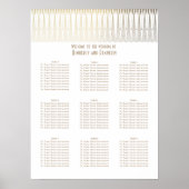 アールデコ白と金ゴールド結婚の座席表 ポスター (正面)