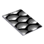 アールデコ白ファンパターン黒の背景 ノートブック (右側)