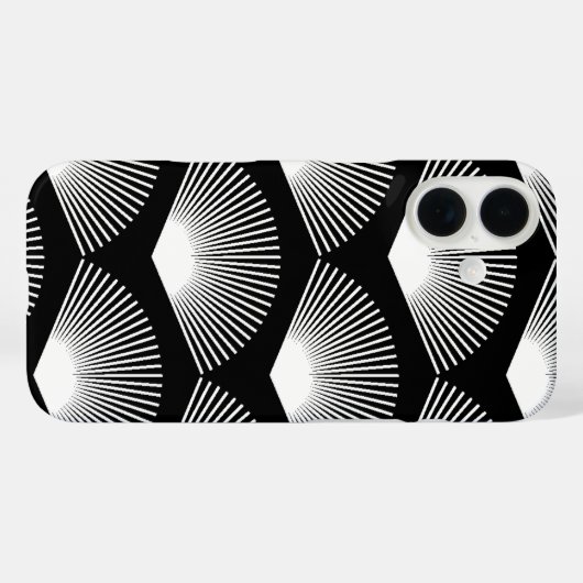 アールデコ白ファンパターン黒の背景 Case-Mate iPhoneケース (裏面 (横))