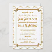 アールデコ白結婚式招待状 招待状 (正面)