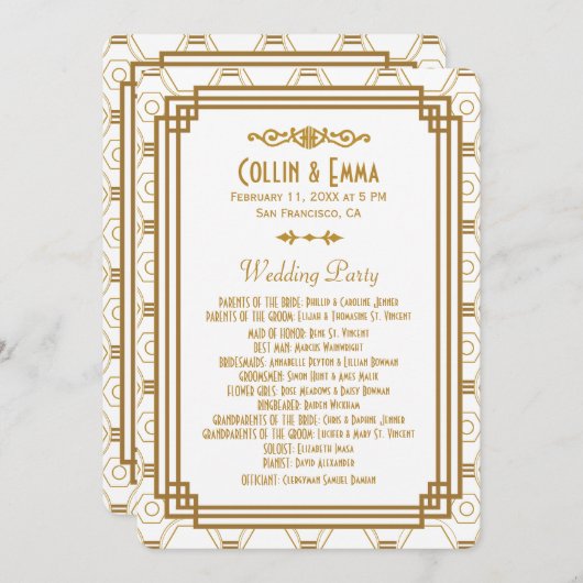 アールデコ白結婚式 プログラム (正面/裏面)