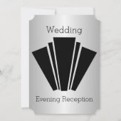 アールデコ白黒シルバーウェディングレセプション 招待状 (正面)