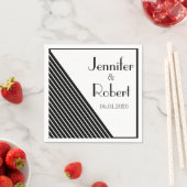 アールデコ白黒ストライプ結婚ズ スタンダードカクテルナプキン (インサイチュ)