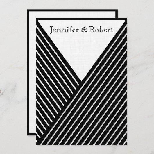 アールデコ白黒ストライプ結婚式招待状 招待状