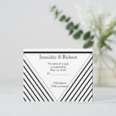 アールデコ白黒ストライプRSVPポストカード インビテーションポストカード (スタンド正面)