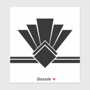 アールデコ白黒ファンパネル及びスティックタイル シール