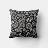 アールデコ白黒フローラペイズリーパターン クッション (裏面)