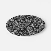 アールデコ白黒フローラペイズリーパターン ペーパープレート (アングル)
