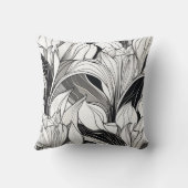 アールデコ白黒フローラ枕 クッション (裏面)