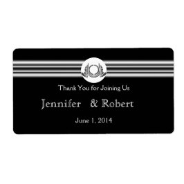 アールデコ白黒メダリオンウォーターボトルラベル ラベル