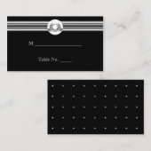 アールデコ白黒メダリオン結婚座席表 プレイスカード (正面/裏面)