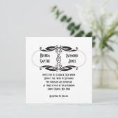 アールデコ白黒結婚式招待状|イニシャル 招待状 (スタンド正面)