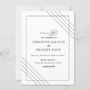 アールデコ白黒結婚式招待状 招待状