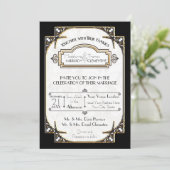 アールデコ白黒金ゴールドタイポグラフィ結婚ズ 招待状 (スタンド正面)