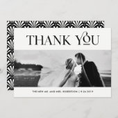 アールデコ白黒 | 結婚の写真 サンキューカード (正面/裏面)