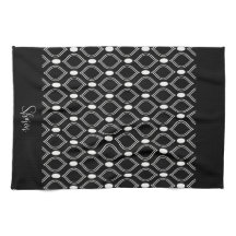 アールデコ真珠の白黒モノグラムの