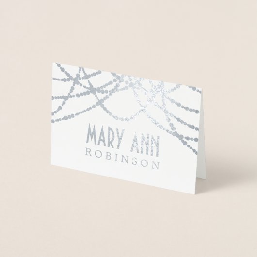 アールデコ着座座席表シルバーストリングライト 箔カード (正面)