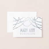 アールデコ着座座席表シルバーストリングライト 箔カード (封筒付き正面)