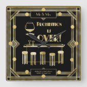 アールデコ禁止は1920年代を超える黒金ゴールド スクエア壁時計 (正面)