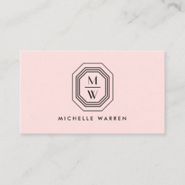 アールデコ積み上げモノグラムロゴ（ピンク） 名刺