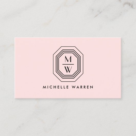 アールデコ積み上げモノグラムロゴ（ピンク） 名刺 (正面)