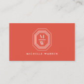 アールデコ積み重ねモノグラムのロゴをサンゴに 名刺 (正面)