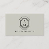 アールデコ積み重ねモノグラムのロゴをTaupeに貼る 名刺 (正面)