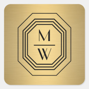 アールデコ積み重ねモノグラムのロゴフェイク金ゴールド スクエアシール