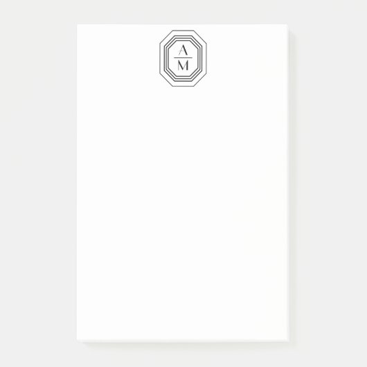 アールデコ積み重ねモノグラムのロゴ（黒/白） ポストイット (正面)