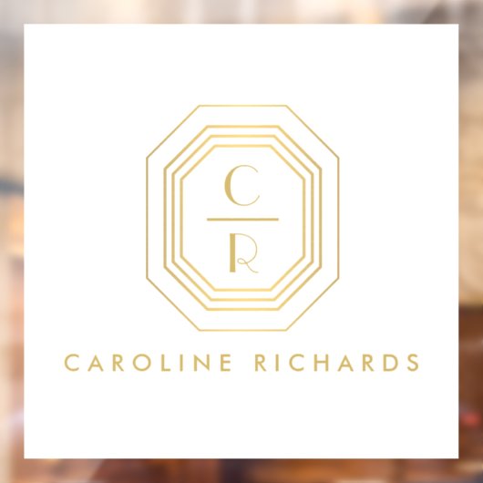 アールデコ積み重ねモノグラムロゴ金ゴールド/白 ウィンドウサイン (シート2)