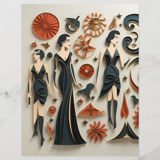 アールデコ紙人形スクラップブック紙 (裏面)