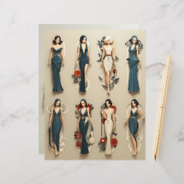 アールデコ紙人形スクラップブック紙