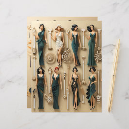 アールデコ紙人形スクラップブック紙