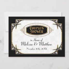 アールデコ素晴らしギャツビースタイルタイポグラフィnレース金ゴールド 招待状