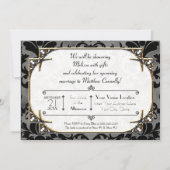 アールデコ素晴らしギャツビースタイルタイポグラフィnレース金ゴールド 招待状 (裏面)