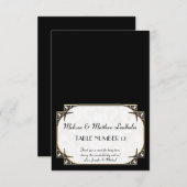 アールデコ素晴らしギャツビースタイルタイポグラフィnレース金ゴールド 招待状 (正面/裏面)