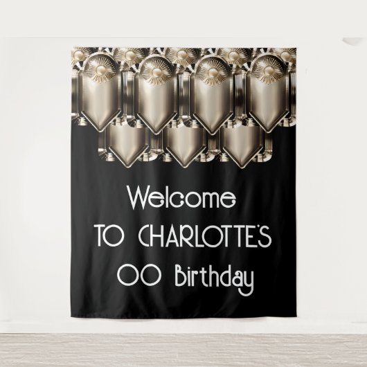 アールデコ素晴らしギャツビースタイル背景ぶら下がった壁 タペストリー (正面)