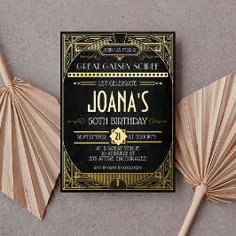 アールデコ素晴らしギャツビーパーティー 箔招待状