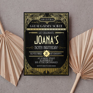 アールデコ素晴らしギャツビーパーティー 箔招待状